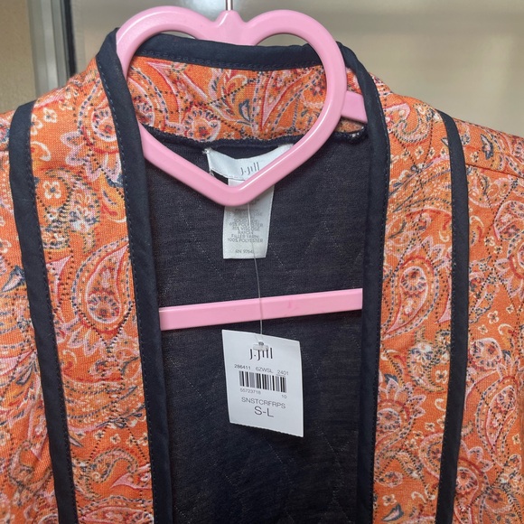 NWT J Jill Belted Quilted Ruana Jacket Kimono Orange Paisley Size Small - large - Picture 6 of 6